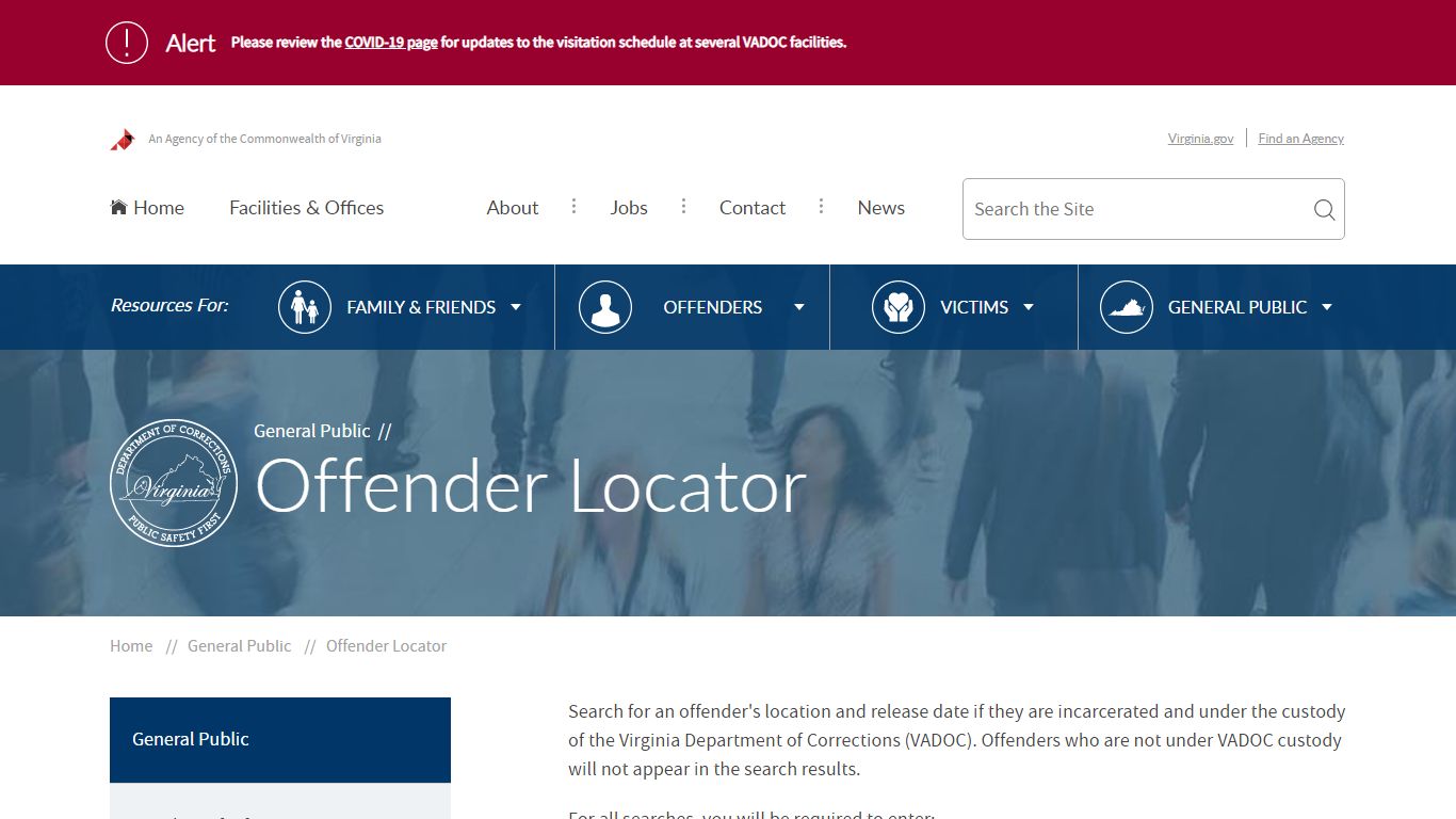 Offender Locator — Virginia Department of Corrections